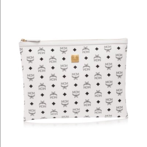 MCM Handbags - MCM Large Logo Pouch/Clutch White NWT Authentic